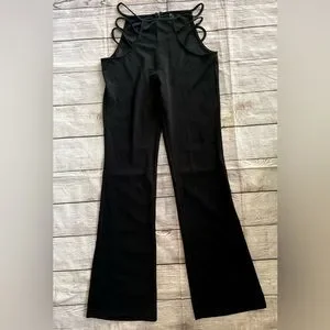 Zaful Pants Jumpsuits Black Strappy Hip Cut Out Womens